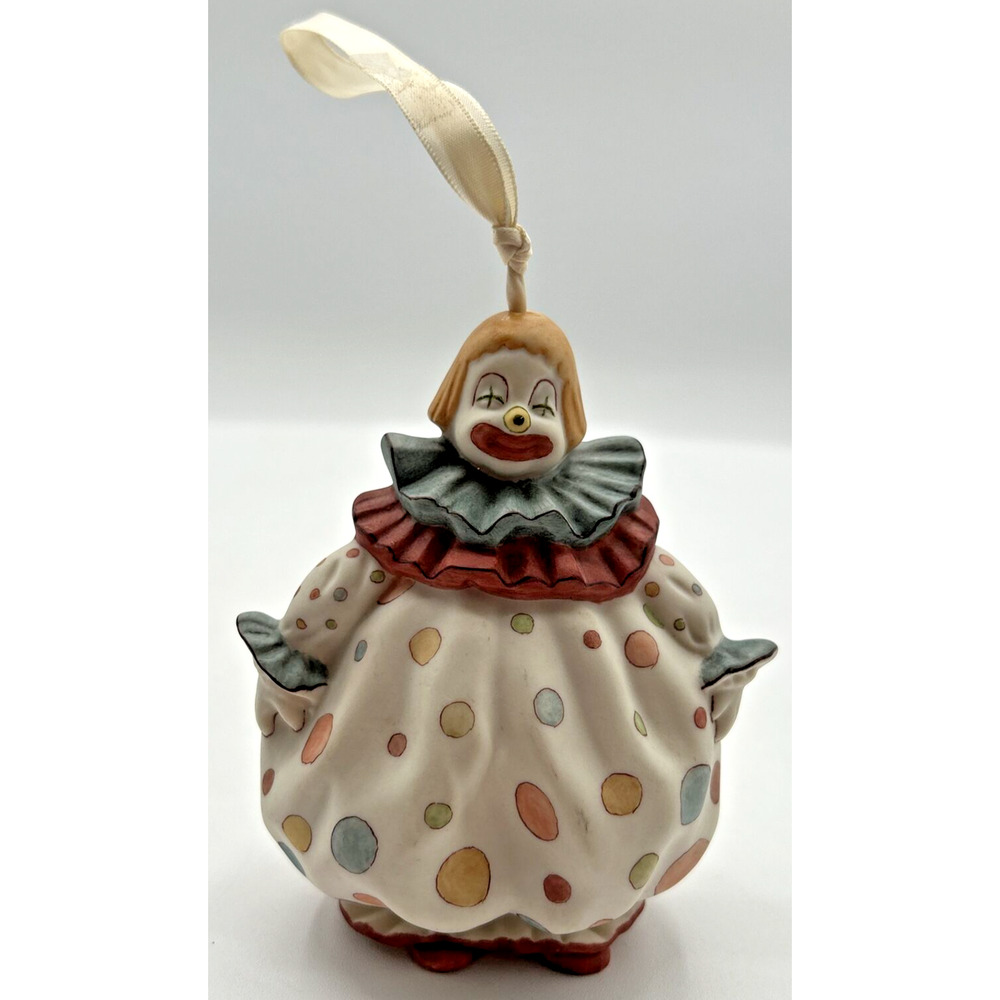 Vintage 1985 E. Hoffmann Porcelain Clown Dangling Figurine Ornament U194